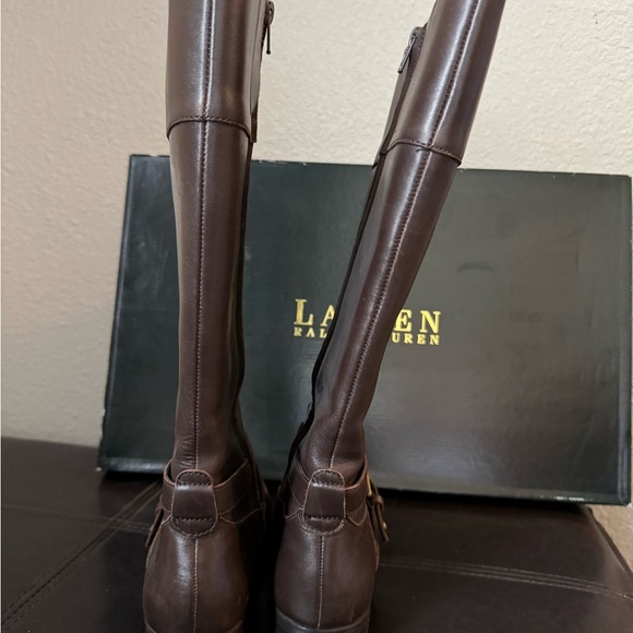 Lauren Ralph Lauren Brown Leather Boots ladies Sz 6 - Picture 6 of 10